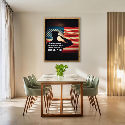 Posterizer 1 pcs-To All Who Have Defended This Flag-thank you-Motivational & Inspirational Art-Gift for Patriots, America Fans-Living Room Bedroom...